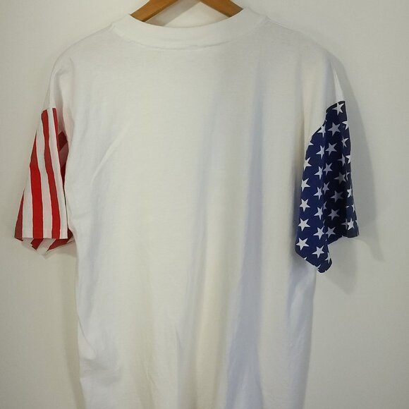 Vintage Patriotic Flag Graphic T-Shirt Men's XL LAT Sport Red White Blue USA - Picture 9 of 11